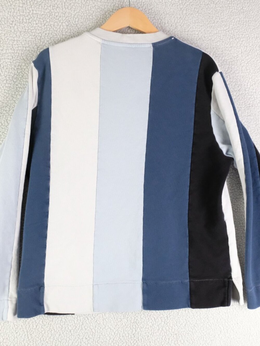 Sandro Sweater Mens Medium Blue White Striped Crew Pullover Stretch Paris - Picture 3 of 11
